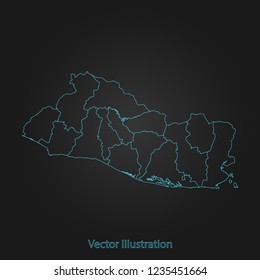 El Salvador map - Abstract mash line and point scales on dark background with El Salvador. flat design style, clean and modern. Vector Illustration eps10