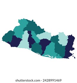 El Salvador map. Map of El Salvador in administrative provinces in multicolor