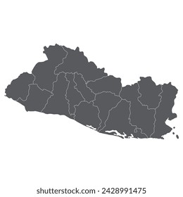 El Salvador map. Map of El Salvador in administrative provinces in grey color