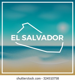 El Salvador map against the backdrop of beach and tropical sea with bright sun. EPS10 vector