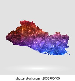 El Salvador mapa de fondo en estilo poligonal. Ilustración de vectores mapa de aislado de El Salvador, de color y bajo nivel de poly. EPS vectorial 10.