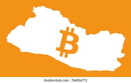 El Salvador map with bitcoin crypto currency symbol illustration