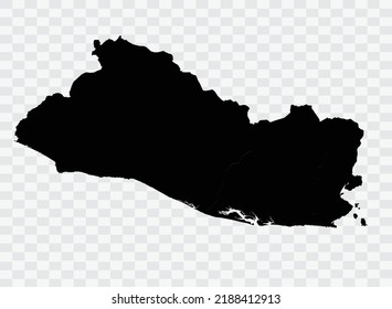 El Salvador map black Color on Backgound png  not divided into cities