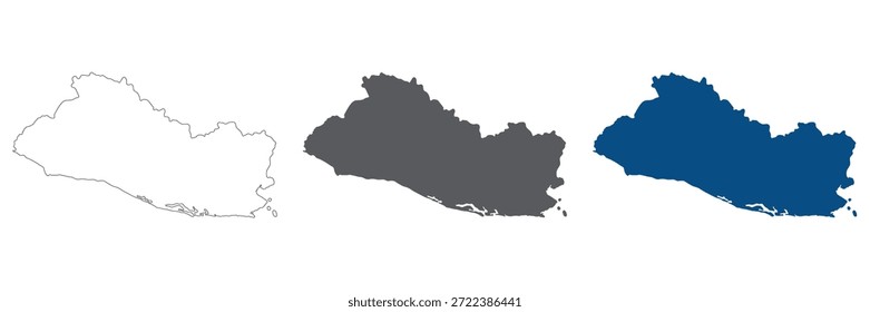 Mapa de El Salvador em branco. Mapa de El Salvador simples set. 