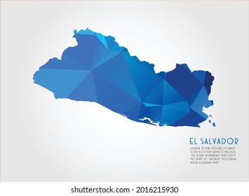 El Salvador map blue Color on white background polygonal