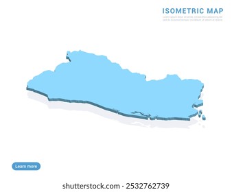 El Salvador map blue on white background with isometric vector.