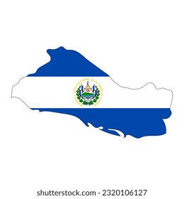 El Salvador map with borders isolated on background