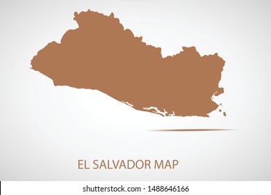 El Salvador map, brown color and country name. Map of North America. Vector map on gray background. Symbol for your web site design map logo. app, ui, Travel vector eps10, concept Illustration.