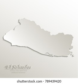 El Salvador map card paper 3D natural vector