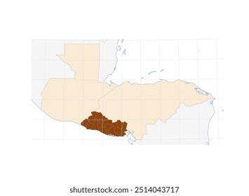 Mapa de El Salvador na América Central: Ilustração do País com as Nações Vizinhas