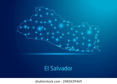 El Salvador map - concept of communication technology, graphic of low poly.