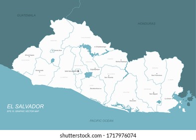 el salvador map. country vector map of el salvador in central america.