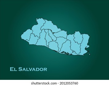 El Salvador map cyan Color on Green Backgound