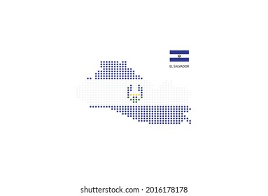 El Salvador map design by color of El Salvador flag in circle shape, White background with El Salvador flag.