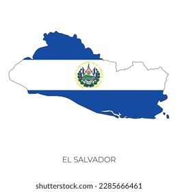 El Salvador map and flag. Detailed silhouette vector illustration	