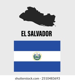 Mapa de El Salvador e ilustração da bandeira