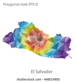 El Salvador map in geometric polygonal style.Abstract gems triangle,modern design background. Vector illustration EPS10