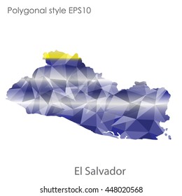 El Salvador map in geometric polygonal style.Abstract gems triangle,modern design background. Vector illustration EPS10