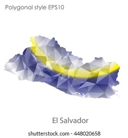 El Salvador map in geometric polygonal style.Abstract gems triangle,modern design background. Vector illustration EPS10