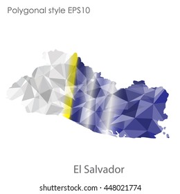 El Salvador map in geometric polygonal style.Abstract gems triangle,modern design background. Vector illustration EPS10