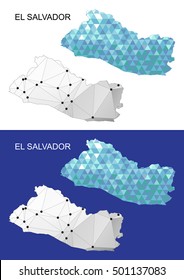 El Salvador map in geometric polygonal style. Abstract gems triangle.