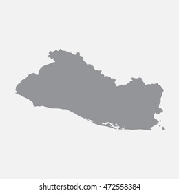 El Salvador map in gray on a white background