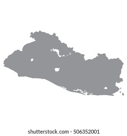 Mapa de El Salvador en gris sobre fondo blanco