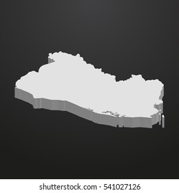 El Salvador map in gray on a black background 3d