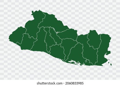 El Salvador Map Green Color on Png Backgound