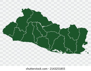 El Salvador map Green Color on White Backgound Png