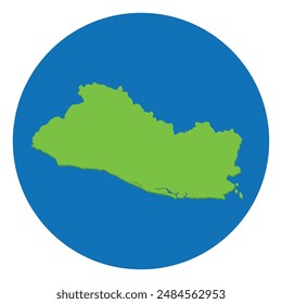 El Salvador map. Map of El Salvador in green color and blue globe shape