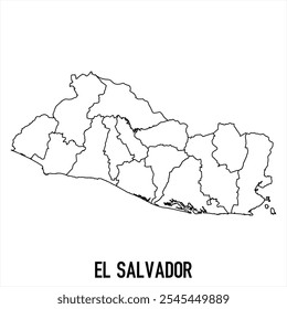 el salvador map icon isolated on white background. Outline map. Simple line icon. Vector illustration