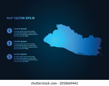 El Salvador map, infographic style , on dark background with Map World. Wire frame 3D mesh , map 3D,
