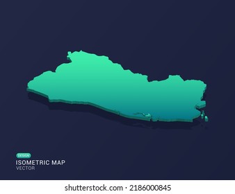 El Salvador map of isometric green gradient vector illustration.