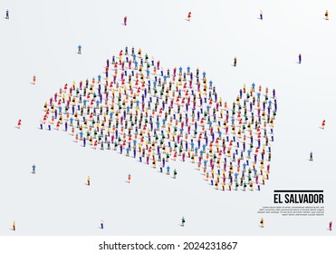 El Salvador Map. Large group of people form to create a shape of El Salvador Map. vector illustration.