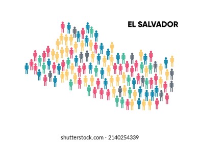 El Salvador Map made by a group of people, Population. Globalization. People from different countries