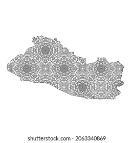 El Salvador map with mandala Design. Vector Illustration