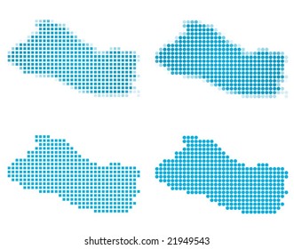 El Salvador map mosaic set. Isolated on white background.