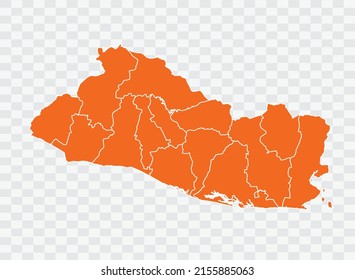 El Salvador map orange Color on White Backgound  illustration eps 10