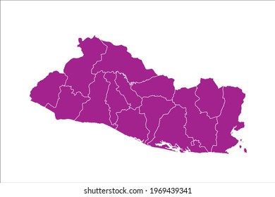 El Salvador Map pink Color on White Backgound