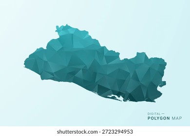 Mapa de El Salvador - Ilustración vectorial de estilo polígono en diseño geométrico azul-verde verde verde azulado bajo poli, silueta minimalista moderna.