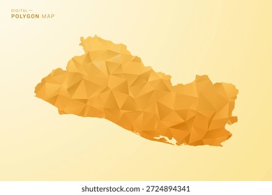 Mapa de El Salvador - Ilustración vectorial de estilo polígono en diseño geométrico de bajo poli amarillo y naranja, silueta minimalista moderna, aislada para infografía.