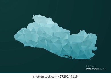 Mapa de El Salvador - Ilustração vetorial estilo polígono em verde e azul baixo design geométrico poli, silhueta mínima limpa para infográfico.
