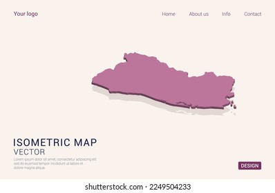 El Salvador map purple on white background with 3d isometric vector illustration