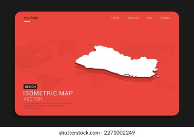 El Salvador map red isolated on dark background with 3d world map isometric vector illustration.