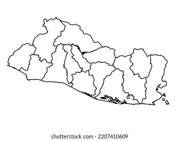 El Salvador map shadow in minimal line outline thin shape isolated vector illustration
