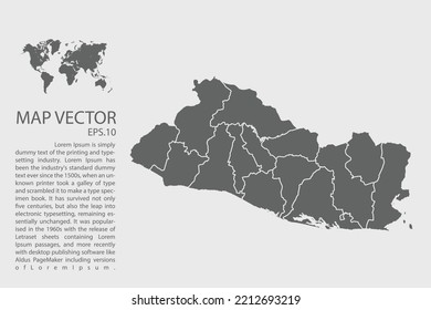 El Salvador map vector, Abstract design vector illustration Eps 10. High Detailed on white background.