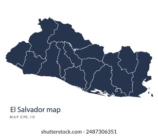 El Salvador map vector, Abstract design vector illustration Eps 10. Navy color.High Detailed on white background.