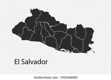 El Salvador map vector, black color. isolated on transparent background