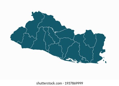 El Salvador map vector. blue color on white background.